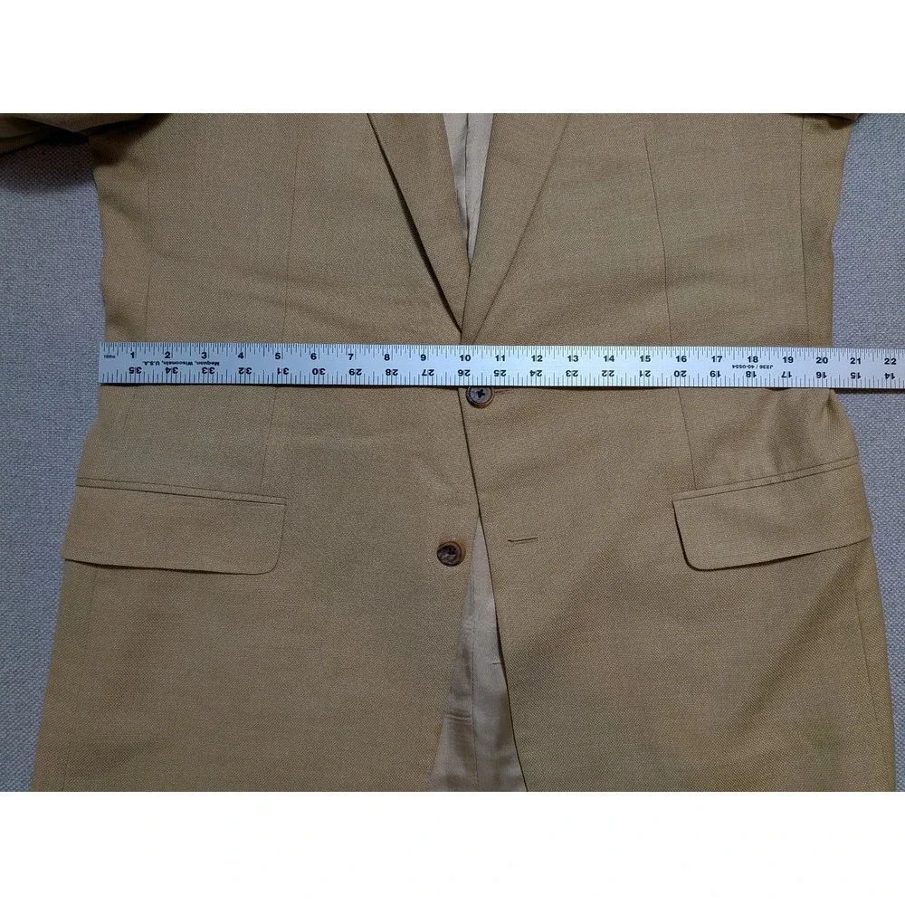 Hickey Freeman Men's Blazer 42L Tan Wool Suit Jacket Coat Vintage Made in USA